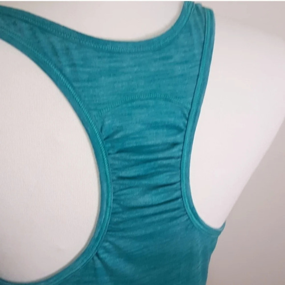 lululemon our sport roushed racer back heathered teal green lightweight tank top - Picture 6 of 7